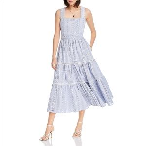 LINI Jess Blue White Eyelet Embroidered Midi Dress